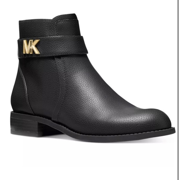 MICHAEL KORS JILLY FLAT BOOTIE Black Ankle Boots Size 7, 7.5, AUTHENTIC NEW - Picture 1 of 5